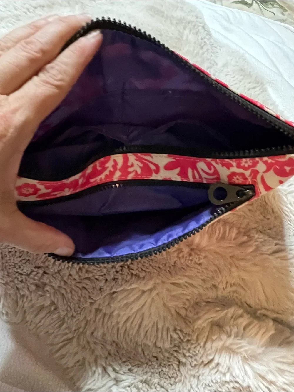 Pink Floral Makeup Organizer Pouch - Unbranded 02-21